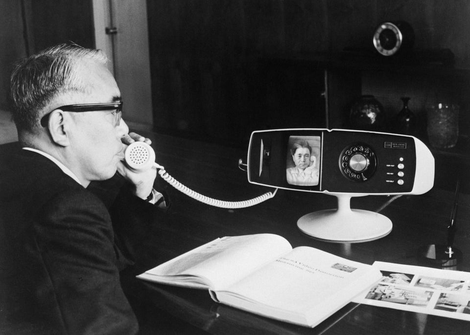 May 6, 1968: The Toshiba company's new videophone, the Model 500 View Phone, being tested at the company's Tokyo headquarters.