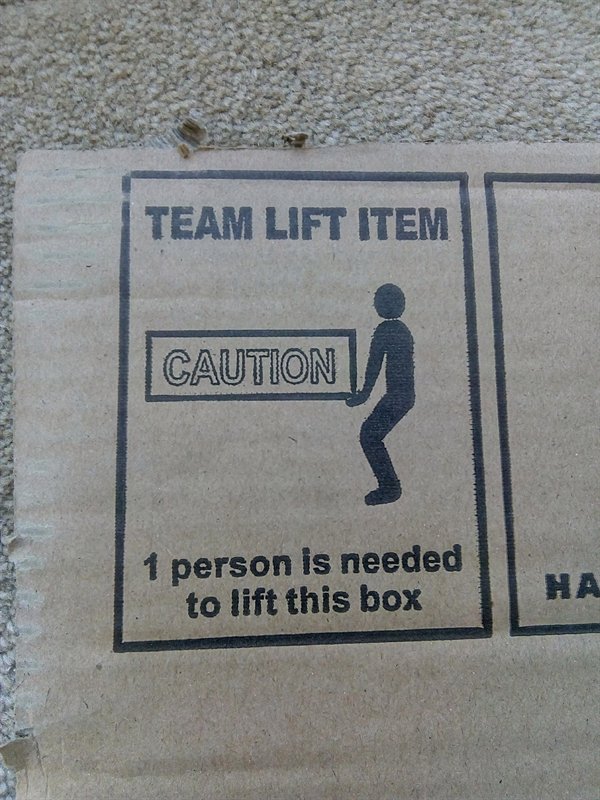 Team Lift Item Caution 1 person is needed to lift this box