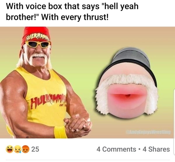 hulk hogan fleshlight - With voice box that says "hell yeah brother!" With every thrust! Quikama Tentos estan 25 4 . 4