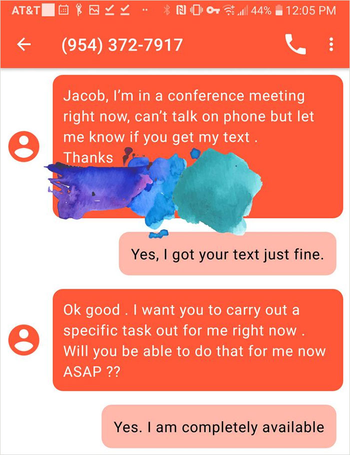 point - At&T Do No OT44% 954 3727917 Jacob, I'm in a conference meeting right now, can't talk on phone but let me know if you get my text. Thanks Yes, I got your text just fine. Ok good. I want you to carry out a specific task out for me right now Will yo