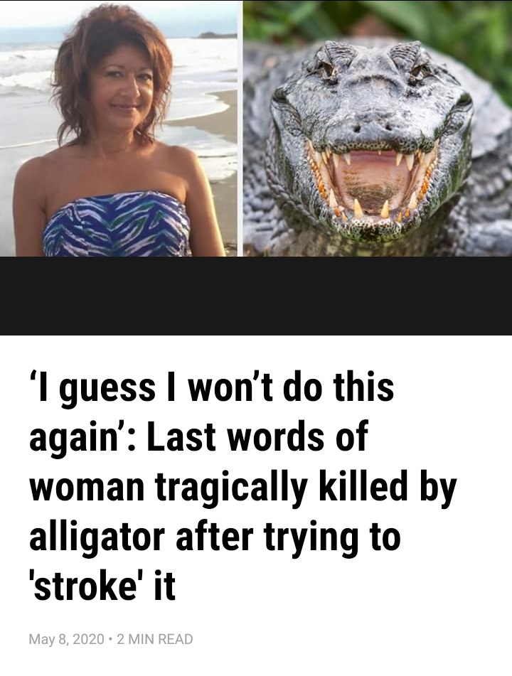 Crocodiles - 'I guess I won't do this again' Last words of woman tragically killed by alligator after trying to 'stroke' it 2 Min Read