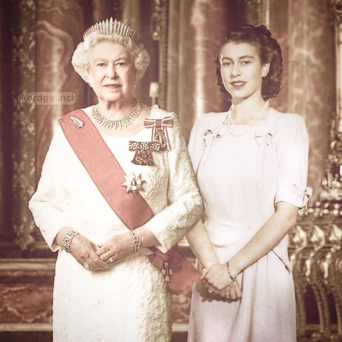 celebrities then vs now - Queen Elizabeth II