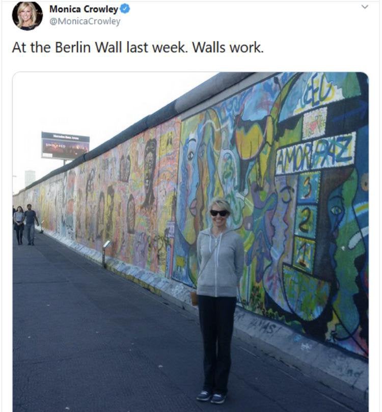 monica crowley berlin wall - Monica Crowley Crowley At the Berlin Wall last week. Walls work. cfd Amoraz Anas