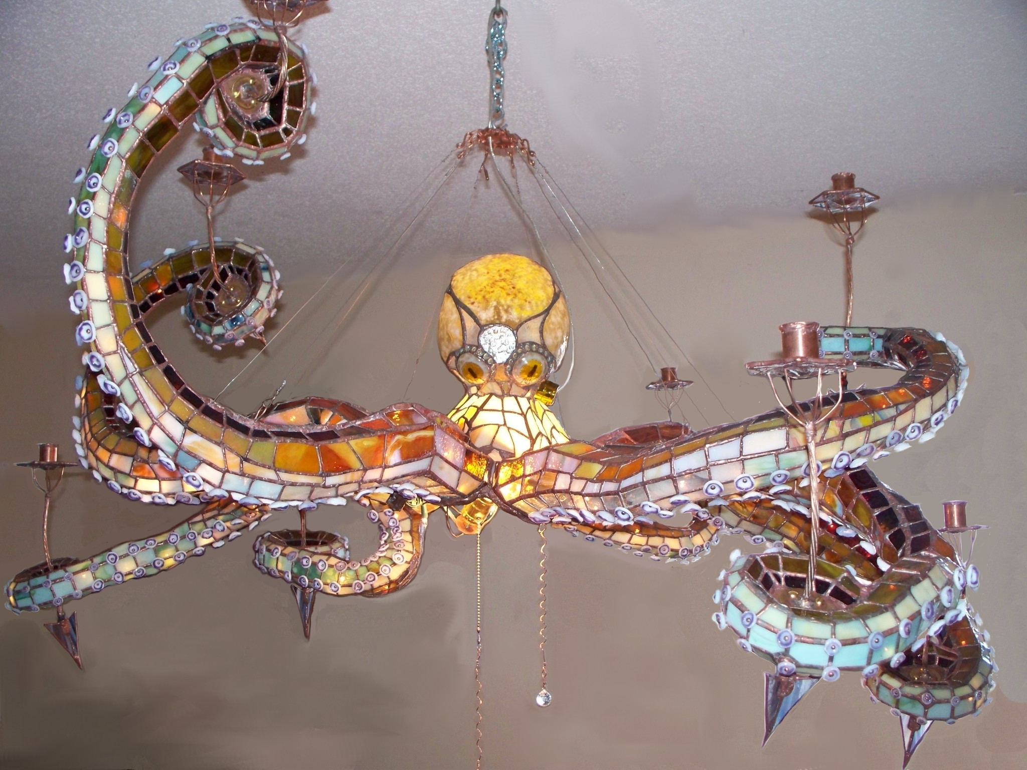 stained glass octopus chandelier - 16