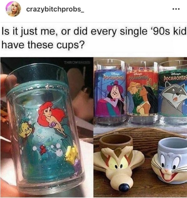 90s kids cups - crazybitchprobs Is it just me, or did every single '90s kid have these cups? Throwbare Pocahonte Kahontas Pop Pocahontas