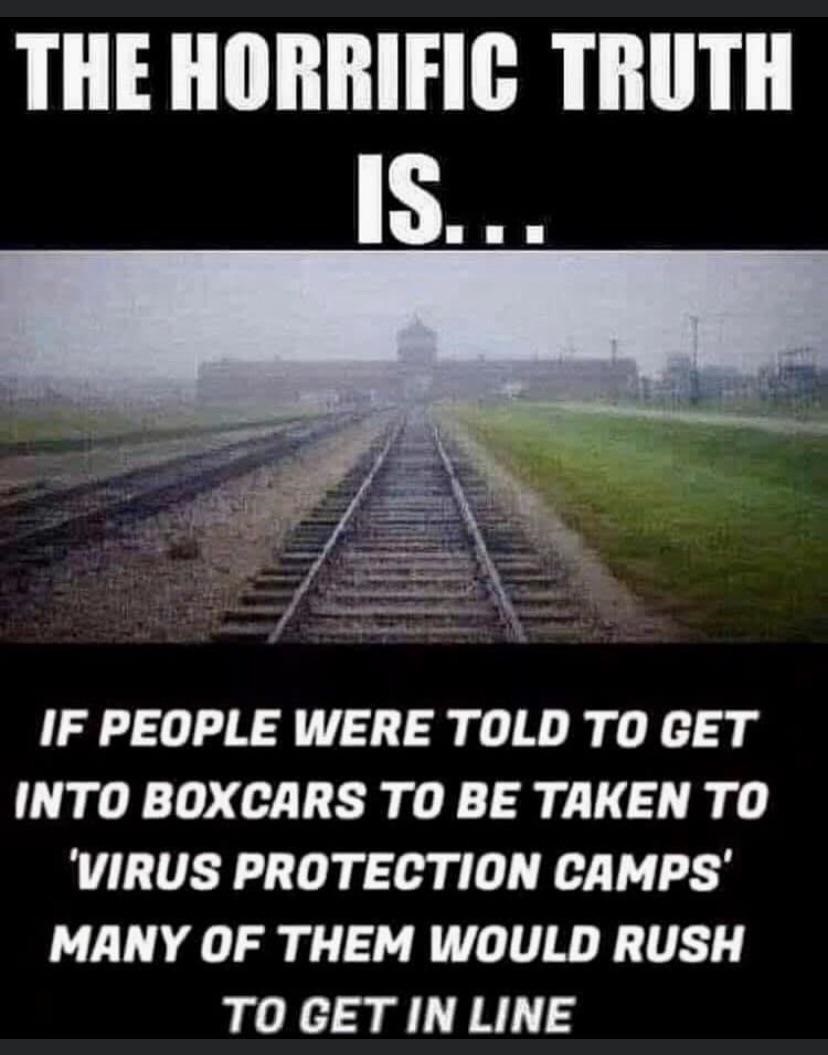 track - The Horrific Truth Is... If People Were Told To Get Into Boxcars To Be Taken To 'Virus Protection Camps' Many Of Them Would Rush To Get In Line