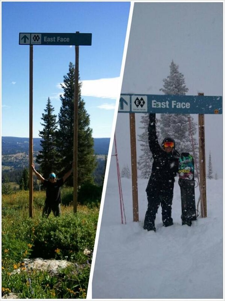 ski trail sign in summer - East Face Ex East Face