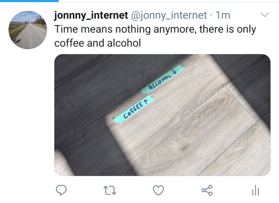 floor - jonnny_internet 1m Time means nothing anymore, there is only coffee and alcohol Alcohol Coffeet 12 ili