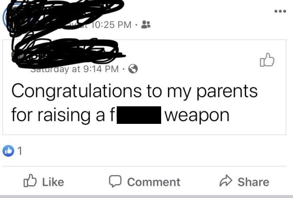 angle - Saturday at Congratulations to my parents for raising af weapon 1 Comment