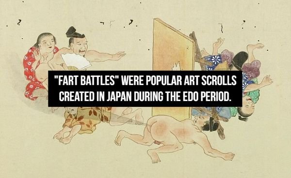 cartoon - "Fart Battles" Were Popular Art Scrolls Created In Japan During The Edo Period.