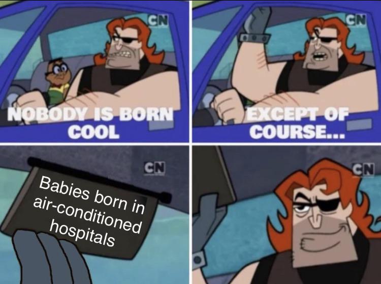 lego master memes - Cn Cn Nobody Is Born Cool Except Of Course... Cn Cn Babies born in airconditioned hospitals