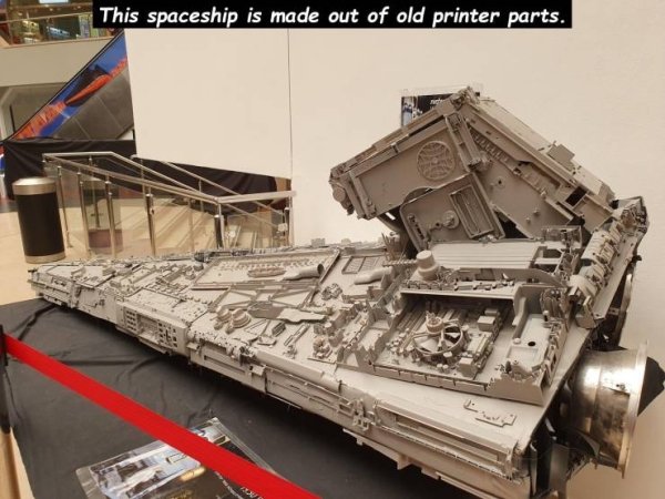 scale model - This spaceship is made out of old printer parts.
