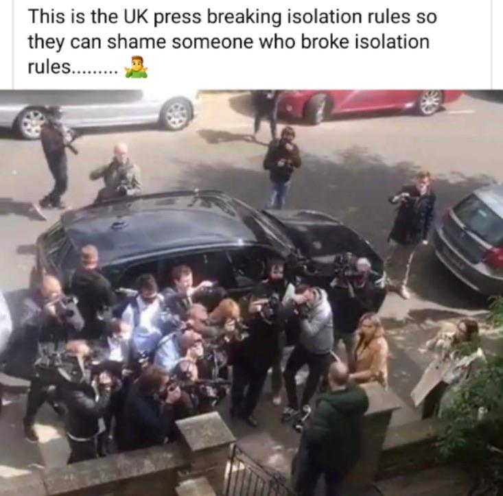 This is the Uk press breaking isolation rules so they can shame someone who broke isolation rules........