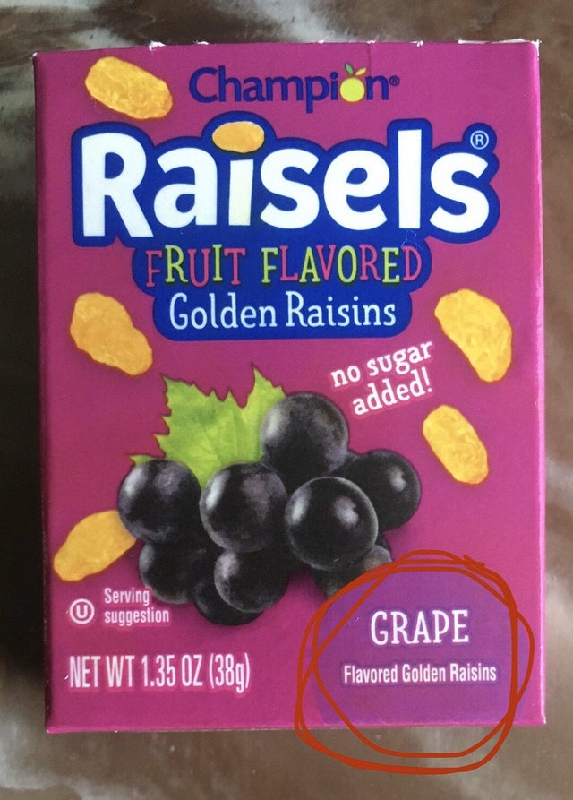 Fruit Flavored Golden Raisins Grape flavored