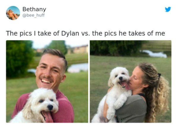 photo caption - Bethany The pics I take of Dylan vs. the pics he takes of me
