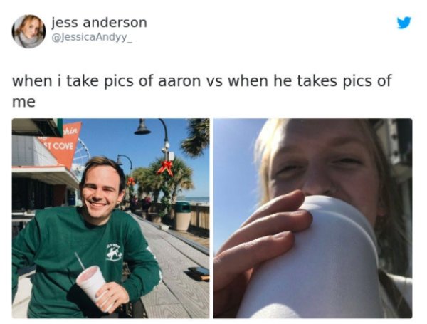 presentation - jess anderson Andyy when i take pics of aaron vs when he takes pics of me Et Cove