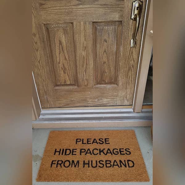 welcome mat Please Hide Packages From Husband
