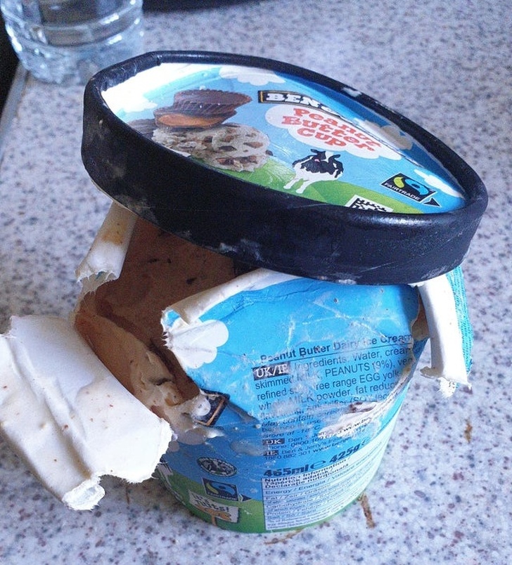 smashed ice cream container pint fail