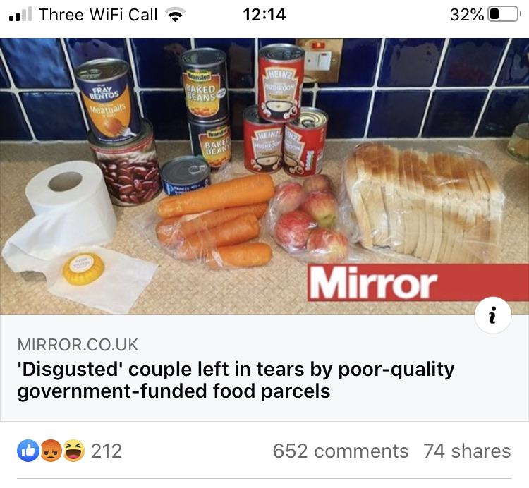 daily mirror - Three WiFi Call 32% Heinzl Baked Beans Fray Bentos Meatballs Meinz Bake Bean Mirror i Mirror.Co.Uk 'Disgusted' couple left in tears by poorquality governmentfunded food parcels 212 652 74