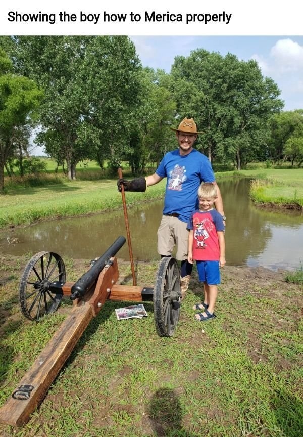 path - Showing the boy how to Merica properly