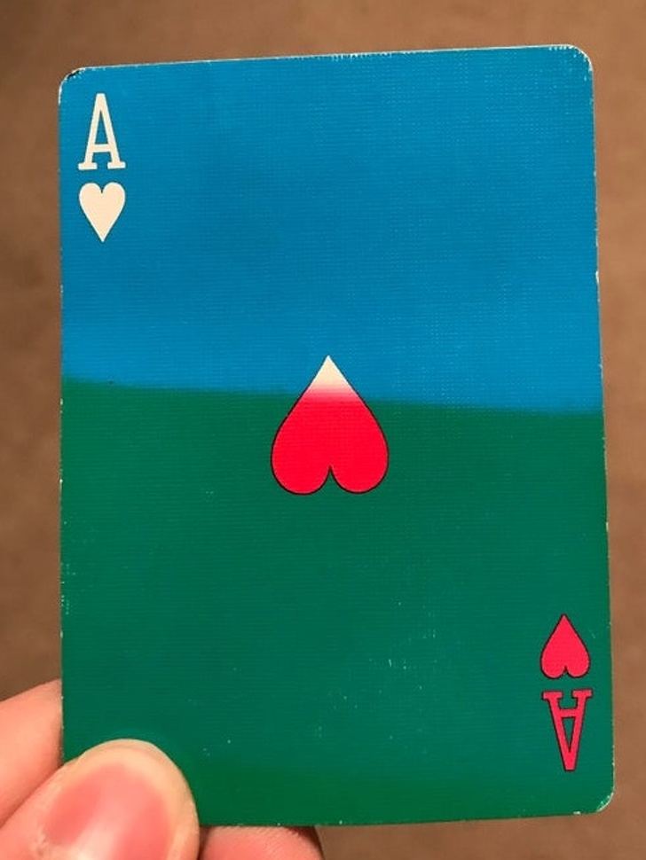 A playing card that got sun-bleached