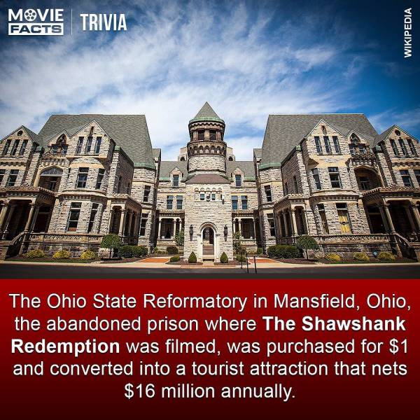 landmark - Movie Trivia Facts Wikipedia . Ware Lub The Ohio State Reformatory in Mansfield, Ohio, the abandoned prison where The Shawshank Redemption was filmed, was purchased for $1 and converted into a tourist attraction that nets $16 million annually.