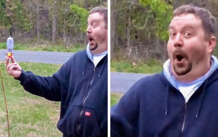 “My husband’s face when the hummingbird eats from his hand”
