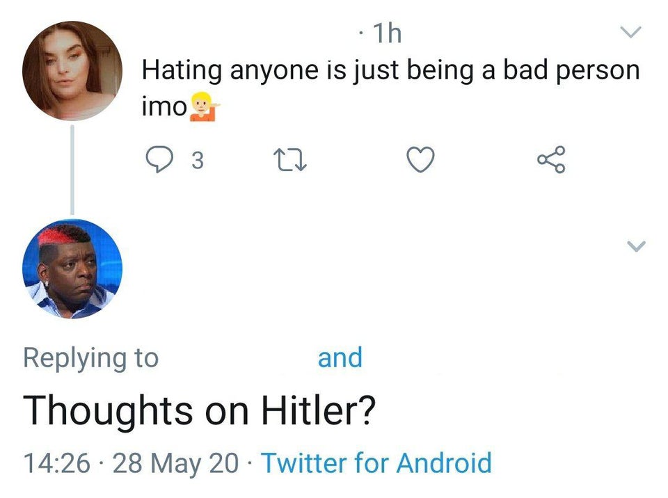 Surbhi Chandna - 1h Hating anyone is just being a bad person imo O 3 27 od and Thoughts on Hitler? 28 May 20. Twitter for Android