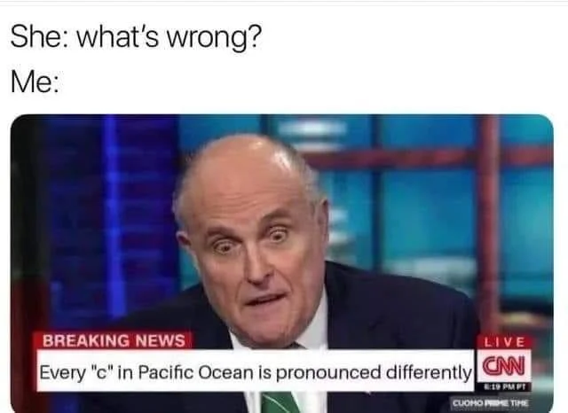 technically the truth facts - She what's wrong? Me Breaking News Live Every "c" in Pacific Ocean is pronounced differently Cnn Gio Pmpt Cuomo Tipe