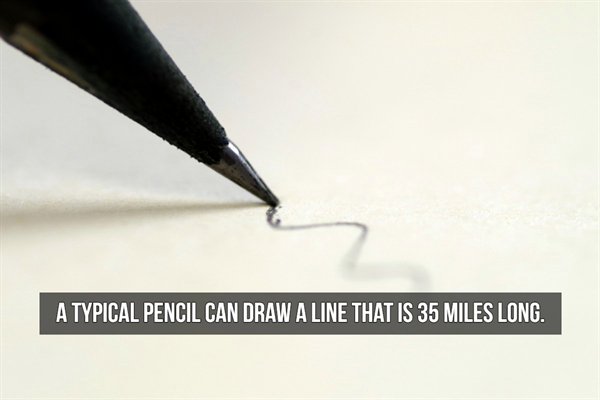writing - A Typical Pencil Can Draw A Line That Is 35 Miles Long.