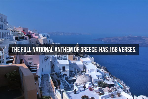 santorini - The Full National Anthem Of Greece Has 158 Verses.