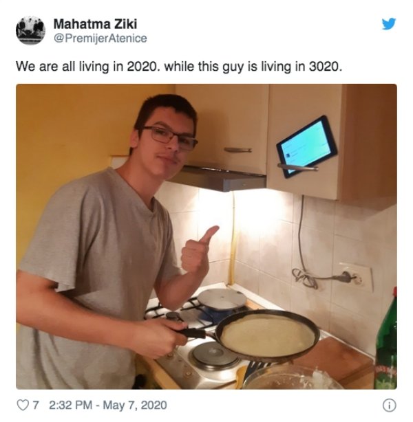 We are all living in 2020. while this guy is living in 3020.
