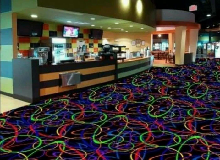 colorful neon 80s retro circles laser carpeting