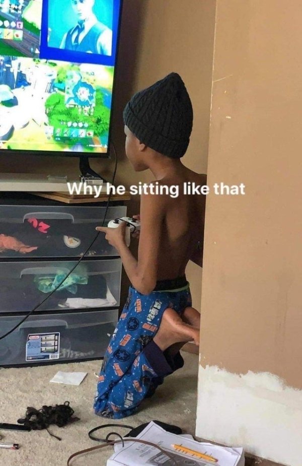 Why he sitting that