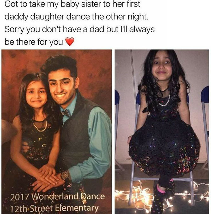 Father - Got to take my baby sister to her first daddy daughter dance the other night. Sorry you don't have a dad but I'll always be there for you 2017 Wonderland Dance 12th Street Elementary