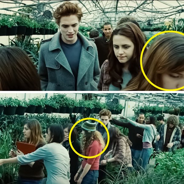 It seems the handsome vampire from Twilight has such cold skin that the girl standing in front of him became freezing and was shown wearing a hat in the very next shot (even Edward himself would envy such a speedy outfit change). Moreover, the structure of her hair has changed too.
