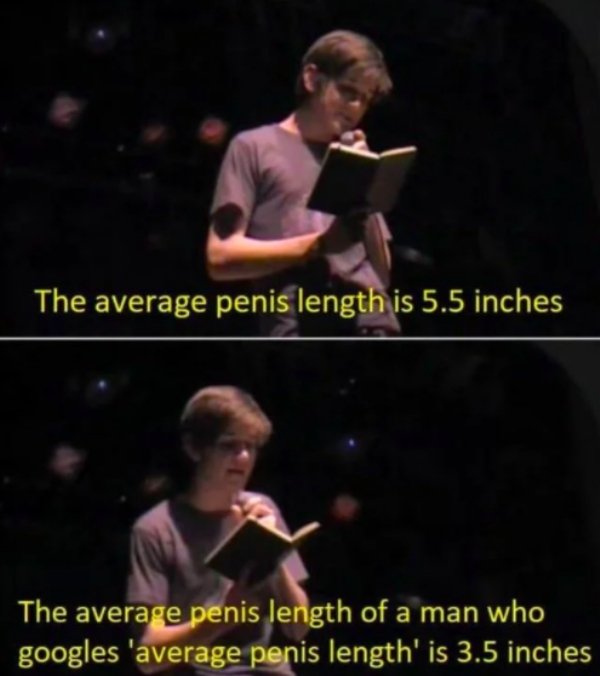 bo burnham meme - The average penis length is 5.5 inches The average penis length of a man who googles 'average penis length' is 3.5 inches