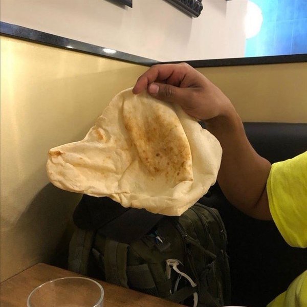 tortilla shaped like a dog's head