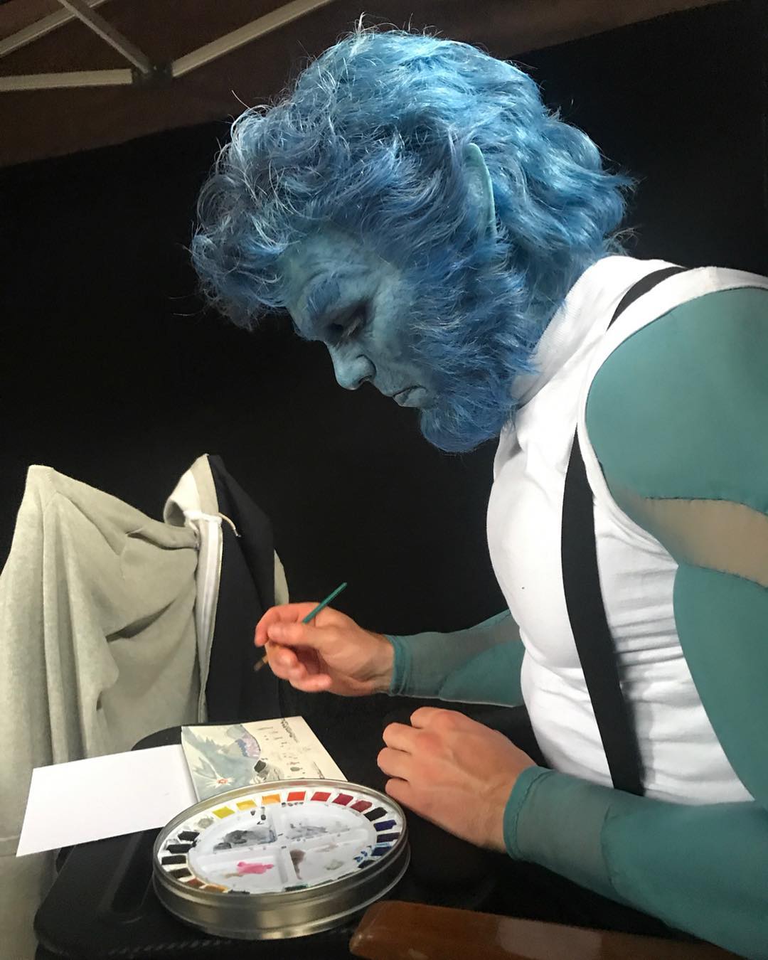 Beast from X-Men is drawing when he’s not busy.