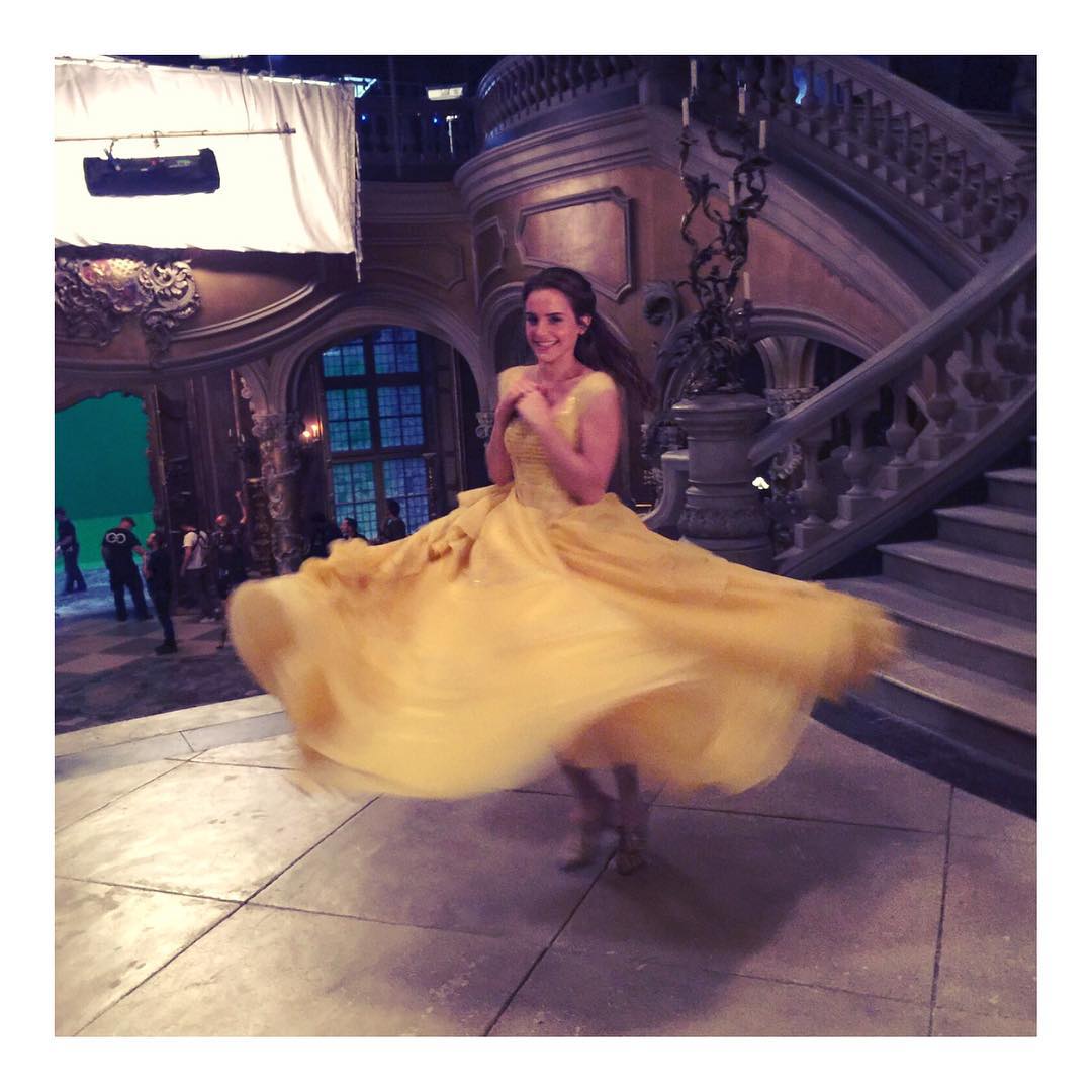Emma Watson on the set of Beauty and the Beast