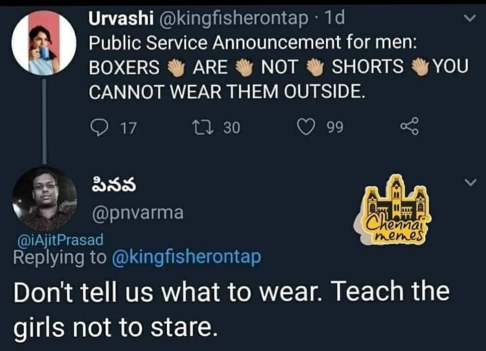 public service announcement for men boxers are not shorts - Urvashi 1d Public Service Announcement for men Boxers Are Not Not V Shorts Cannot Wear Them Outside. You 17 27 30 99 memes Chennai Don't tell us what to wear. Teach the girls not to stare.