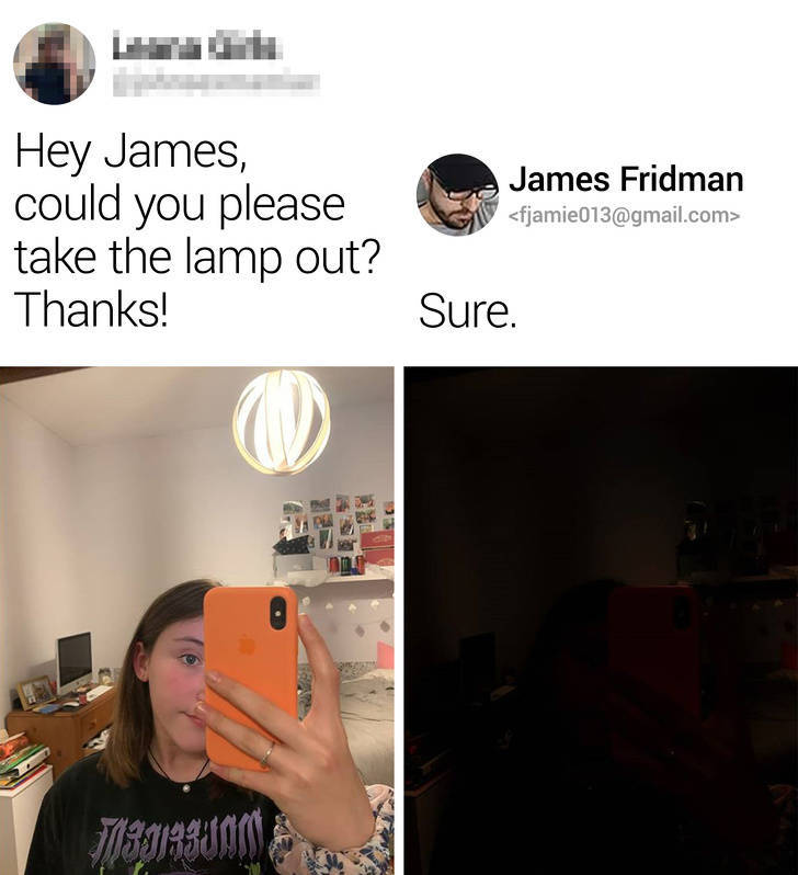 james fridman photoshop - Hey James, could you please take the lamp out? Thanks! James Fridman  Sure.