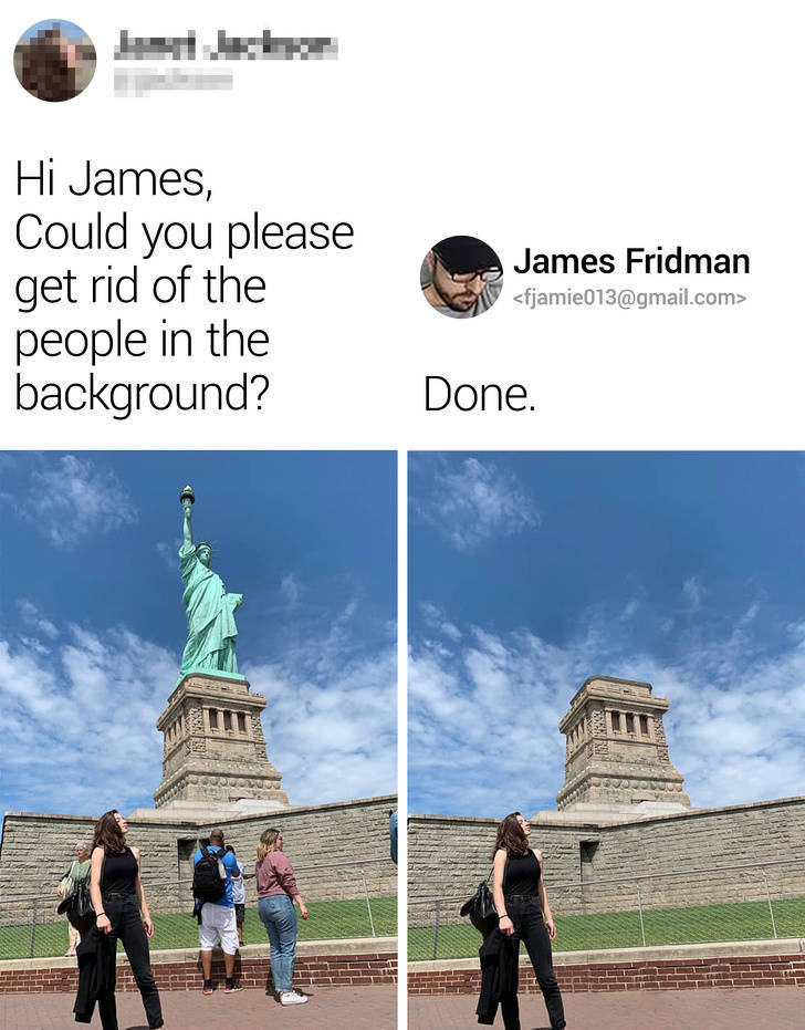 statue of liberty - Hi James, Could you please get rid of the people in the background? James Fridman  Done.