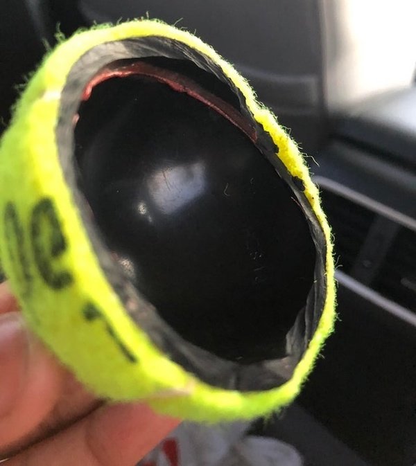 tennis ball cut in half