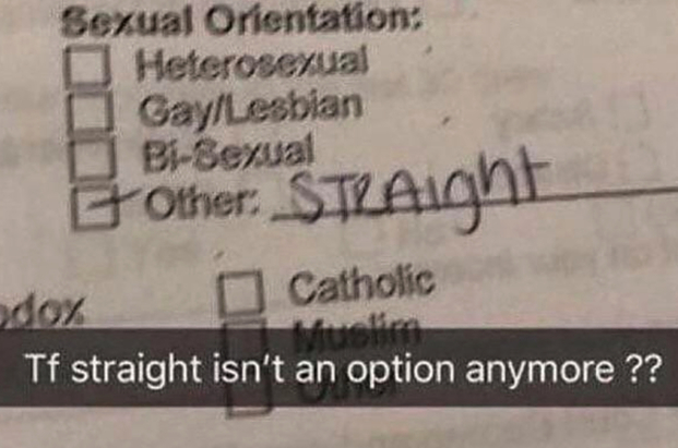 writing - Sexual Orientation Heterosexual GayLesbian BiSexual other. Straight Catholic Tf straight isn't an option anymore ??