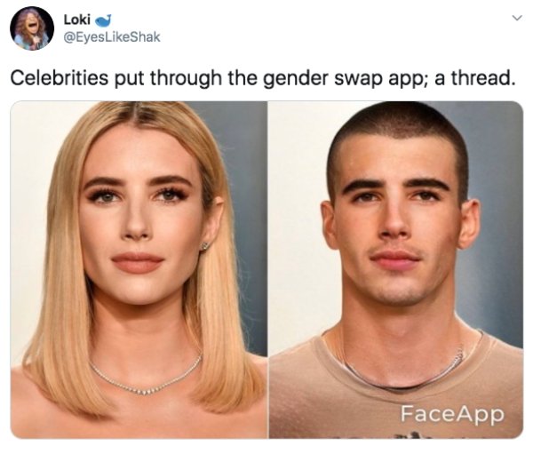 Celebrities put through the gender swap app - emma watson