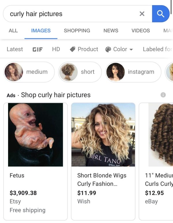 human - curly hair pictures All Images Shopping News Videos Ma Latest Gif Hd Product Color Labeled for medium short instagram Ads Shop curly hair pictures Osrl Tang . Tas Fetus Short Blonde Wigs Curly Fashion... $11.99 Wish 11" Mediu Curls Curly $12.95 eB