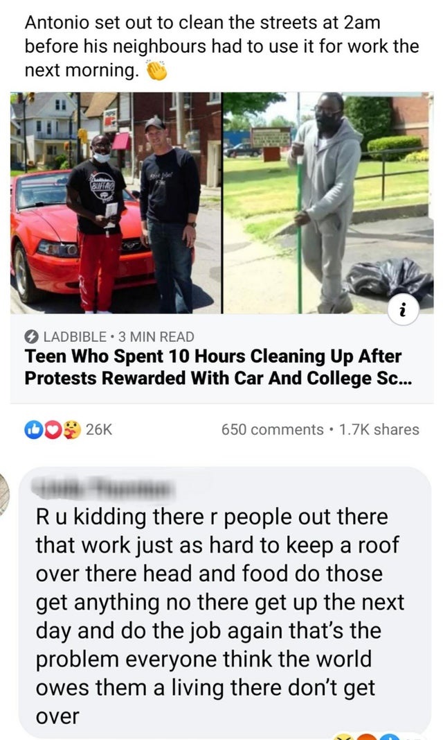 family car - Antonio set out to clean the streets at 2am before his neighbours had to use it for work the next morning. Butiam Ladbible. 3 Min Read Teen Who Spent 10 Hours Cleaning Up After Protests Rewarded with Car And College Sc... Do 26K 650 . Ru kidd