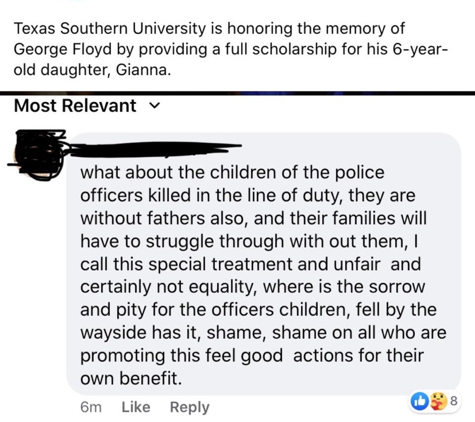 child abuse facts - Texas Southern University is honoring the memory of George Floyd by providing a full scholarship for his 6year old daughter, Gianna. Most Relevant what about the children of the police officers killed in the line of duty, they are with