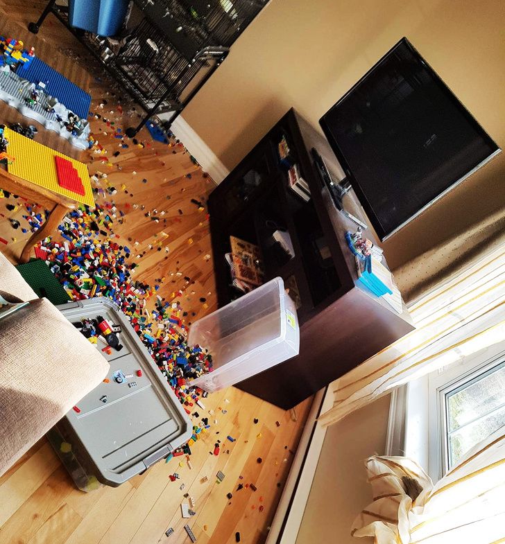 huge spilled legos on the floor